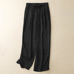 Buddha Stones Summer Casual Minimalist Drawstring Solid Ankle Pants Women's Straight Leg Pants With Pockets