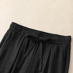 Buddha Stones Summer Casual Minimalist Drawstring Solid Ankle Pants Women's Straight Leg Pants With Pockets