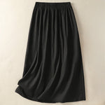 Buddha Stones Summer Casual Boho Button-Up Solid Women's Skirts With Pockets