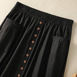 Buddha Stones Summer Casual Boho Button-Up Solid Women's Skirts With Pockets