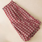 Buddha Stones Summer Casual Vintage Button Red Plaid Zipper Design Women's Shorts With Pockets