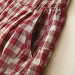 Buddha Stones Summer Casual Vintage Button Red Plaid Zipper Design Women's Shorts With Pockets