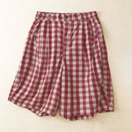 Buddha Stones Summer Casual Vintage Button Red Plaid Zipper Design Women's Shorts With Pockets