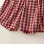 Buddha Stones Summer Casual Vintage Button Red Plaid Zipper Design Women's Shorts With Pockets