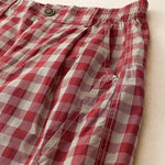 Buddha Stones Summer Casual Vintage Button Red Plaid Zipper Design Women's Shorts With Pockets
