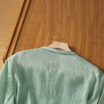 Buddha Stones Summer Tang Style Vintage Mandarin Collar Frog Button Embroidery Solid Women's Short Sleeve Shirts