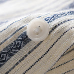 Buddha Stones Summer Casual Button Up Striped Cotton Men's Short Sleeve Shirts With Patch Pocket