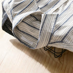 Buddha Stones Summer Casual Button Up Striped Cotton Men's Short Sleeve Shirts With Patch Pocket