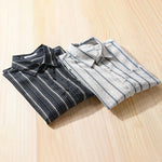 Buddha Stones Summer Casual Button Up Striped Cotton Men's Short Sleeve Shirts With Patch Pocket