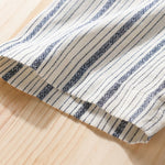 Buddha Stones Summer Casual Button Up Striped Cotton Men's Short Sleeve Shirts With Patch Pocket