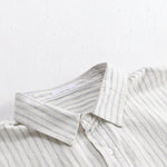 Buddha Stones Summer Casual Minimalist Half Button Striped Cotton Men's Short Sleeve Shirts