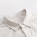 Buddha Stones Summer Casual Minimalist Half Button Striped Cotton Men's Short Sleeve Shirts