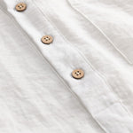 Buddha Stones Summer Tang Style Casual Mandarin Collar Half Button Solid Men's Short Sleeve Shirts With Patch Pocket