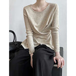Irregular Hem Cross-over Knit Sweater