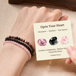 Buddha Stones 3pcs "Open Your Heart" Rhodonite Healing Bracelet Includes Gift Message Card