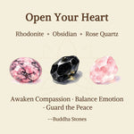 Buddha Stones 3pcs "Open Your Heart" Rhodonite Healing Bracelet Includes Gift Message Card