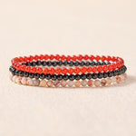 Buddha Stones 3pcs "Awaken Your Courage" Red Agate Calm Bracelet Includes Gift Message Card