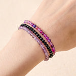Buddha Stones 3pcs "Protect Your Inner Calm" Purple Striped Agate Bracelet Includes Gift Message Card