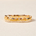 Buddha Stones 3pcs "Return to Stillness" White Fossil Elegant Bracelet Includes Gift Message Card