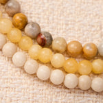 Buddha Stones 3pcs "Return to Stillness" White Fossil Elegant Bracelet Includes Gift Message Card