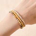 Buddha Stones 3pcs "Return to Stillness" White Fossil Elegant Bracelet Includes Gift Message Card