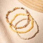 Buddha Stones 3pcs "Return to Stillness" White Fossil Elegant Bracelet Includes Gift Message Card