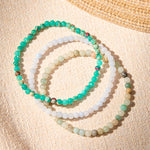 Buddha Stones 3pcs "Ease Emotional Waves" Amazonite Relax Bracelet Includes Gift Message Card