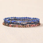 Buddha Stones 3pcs "Find Inner Clarity" Rhodonite Compassion Bracelet Includes Gift Message Card