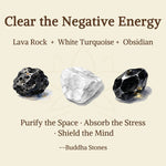 Buddha Stones 3pcs "Clear the Negative Energy" Lava Rock Support Bracelet Includes Gift Message Card