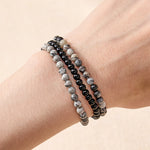 Buddha Stones 3pcs "Filter the Heavy" Black Veined Strength Bracelet Includes Gift Message Card