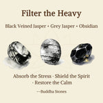 Buddha Stones 3pcs "Filter the Heavy" Black Veined Strength Bracelet Includes Gift Message Card