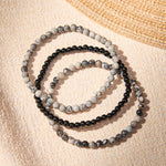 Buddha Stones 3pcs "Filter the Heavy" Black Veined Strength Bracelet Includes Gift Message Card