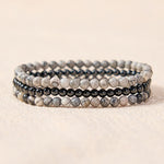 Buddha Stones 3pcs "Filter the Heavy" Black Veined Strength Bracelet Includes Gift Message Card