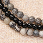 Buddha Stones 3pcs "Filter the Heavy" Black Veined Strength Bracelet Includes Gift Message Card