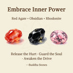 Buddha Stones 3pcs "Embrace Inner Power" Red Agate Confidence Bracelet Includes Gift Message Card