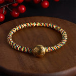Buddha Stones Hand-woven Colorful String Lotus Balance Braided Bracelet