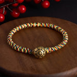 Buddha Stones Hand-woven Colorful String Lotus Balance Braided Bracelet