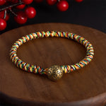 Buddha Stones Hand-woven Colorful String Lotus Balance Braided Bracelet