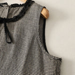 Buddha Stones Summer Casual Vintage Plaid Back Button-Up Tank Top Women's Sleeveless Shirts