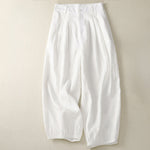 Buddha Stones Summer Casual Minimalist Button-Up Solid Capri Pants Women's Harem Pants With Pocket