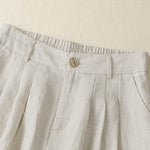 Buddha Stones Summer Casual Minimalist Button-Up Solid Capri Pants Women's Harem Pants With Pocket
