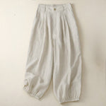 Buddha Stones Summer Casual Minimalist Button-Up Solid Capri Pants Women's Harem Pants With Pocket