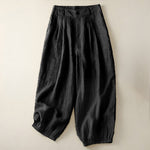 Buddha Stones Summer Casual Minimalist Button-Up Solid Capri Pants Women's Harem Pants With Pocket