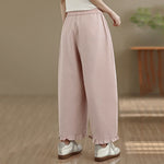 Buddha Stones Summer Casual Minimalist Solid Cropped Pants Women's Wide Leg Pants With Pocket
