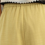 Buddha Stones Summer Casual Minimalist Solid Cropped Pants Women's Wide Leg Pants With Pocket