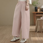 Buddha Stones Summer Casual Minimalist Solid Cropped Pants Women's Wide Leg Pants With Pocket