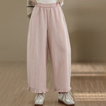 Buddha Stones Summer Casual Minimalist Solid Cropped Pants Women's Wide Leg Pants With Pocket