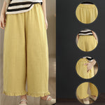 Buddha Stones Summer Casual Minimalist Solid Cropped Pants Women's Wide Leg Pants With Pocket