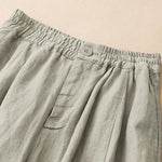 Buddha Stones Summer Casual Minimalist Button-Up Solid Ankle Pants Women's Wide Leg Pants With Pocket
