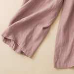 Buddha Stones Summer Casual Minimalist Button-Up Solid Ankle Pants Women's Wide Leg Pants With Pocket